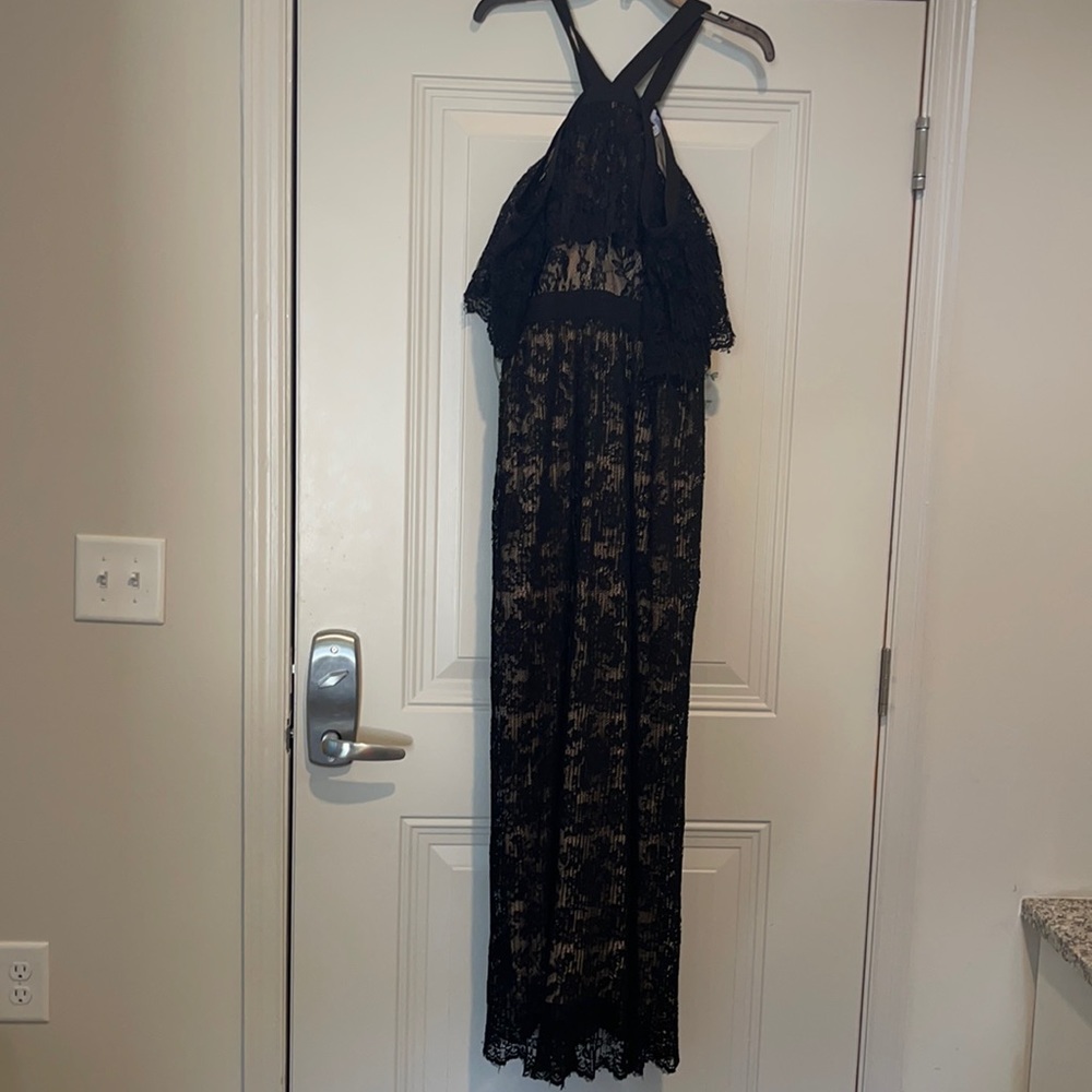 Black and nude lace dress.
